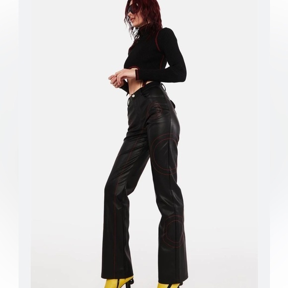 THE KRIPT set Kalki Leather Pants and Kamina sweater black red matrix - Picture 2 of 16